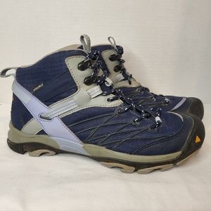 Keen women Marshall mid waterproof cushion collar hiking boot blue+grey Sz 7